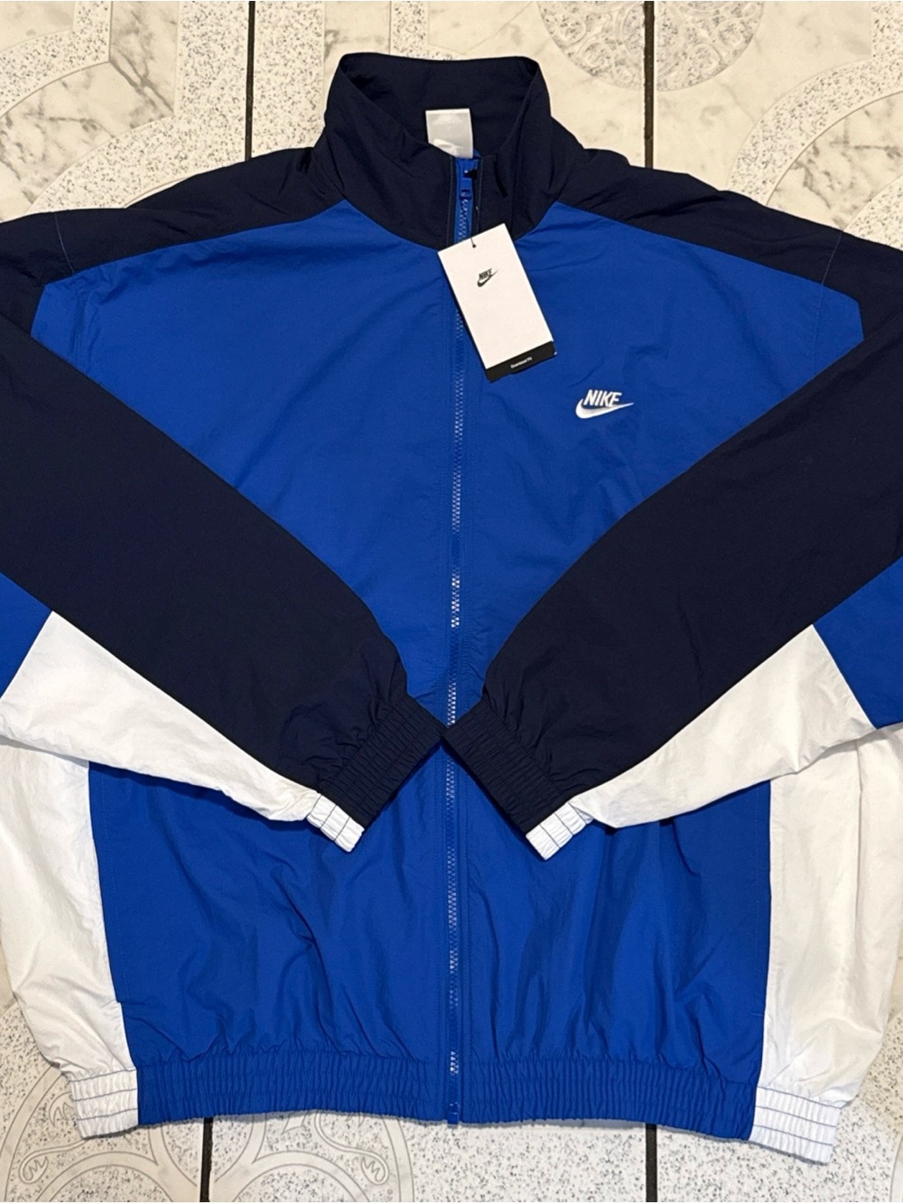 New Nike Club Oversized Woven Track Jacket Royal Blue Mens Size Large HQ6109-480